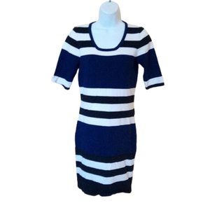 Le chateau Black White Striped Sweater Dress Size Medium  ---